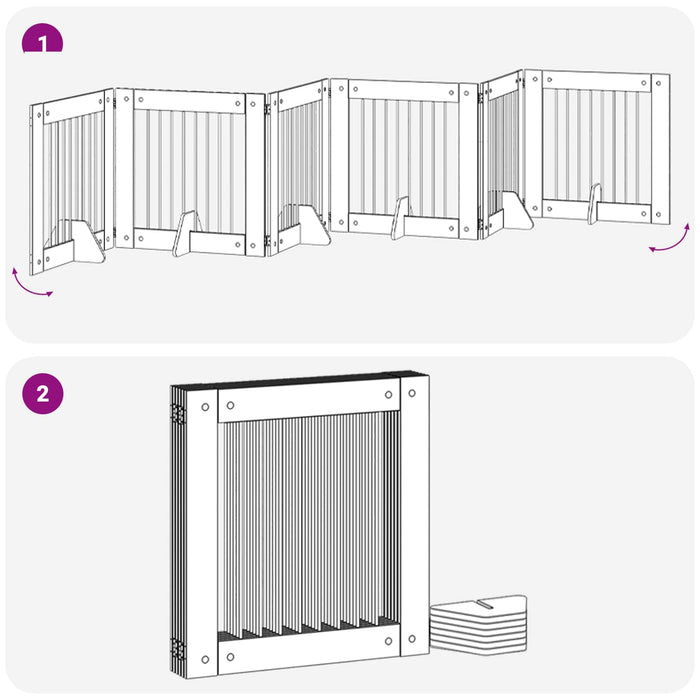Poartă pentru câini cu suporturi 6 pcs Stejar Negru 80 x 80 cm WALTI