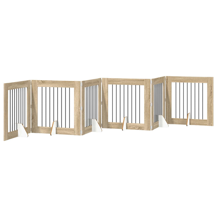 Poartă pentru câini cu suporturi 6 pcs Stejar Sonoma 80 x 80 cm WALTI