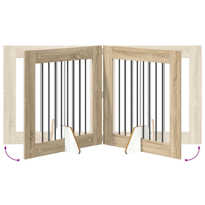 Poartă pentru câini cu suporturi 6 pcs Stejar Sonoma 80 x 80 cm WALTI