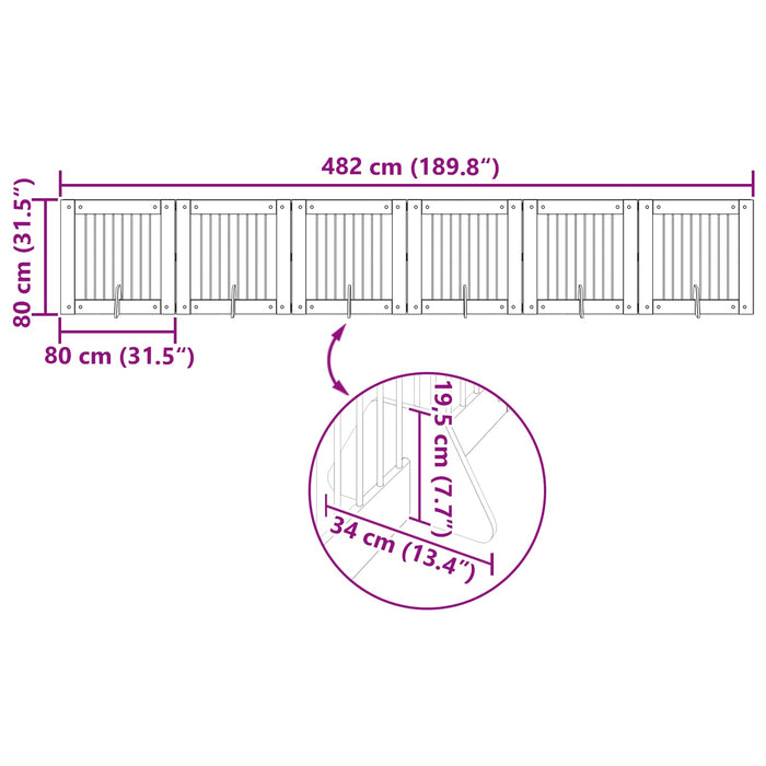 Poartă pentru câini cu suporturi 6 pcs Stejar Sonoma 80 x 80 cm WALTI