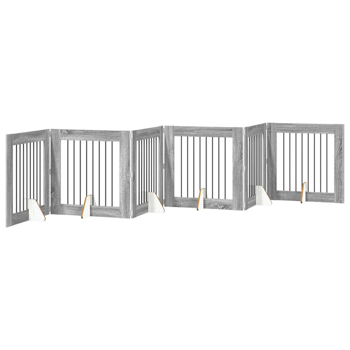 Poartă pentru câini cu suporturi 6 pcs Sonoma gri 80 x 80 cm WALTI