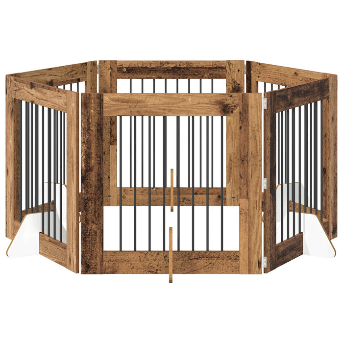 Poartă pentru câini cu suporturi 6 pcs Lemn vechi 80 x 80 cm WALTI