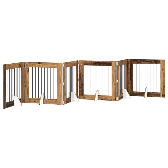 Poartă pentru câini cu suporturi 6 pcs Lemn vechi 80 x 80 cm WALTI