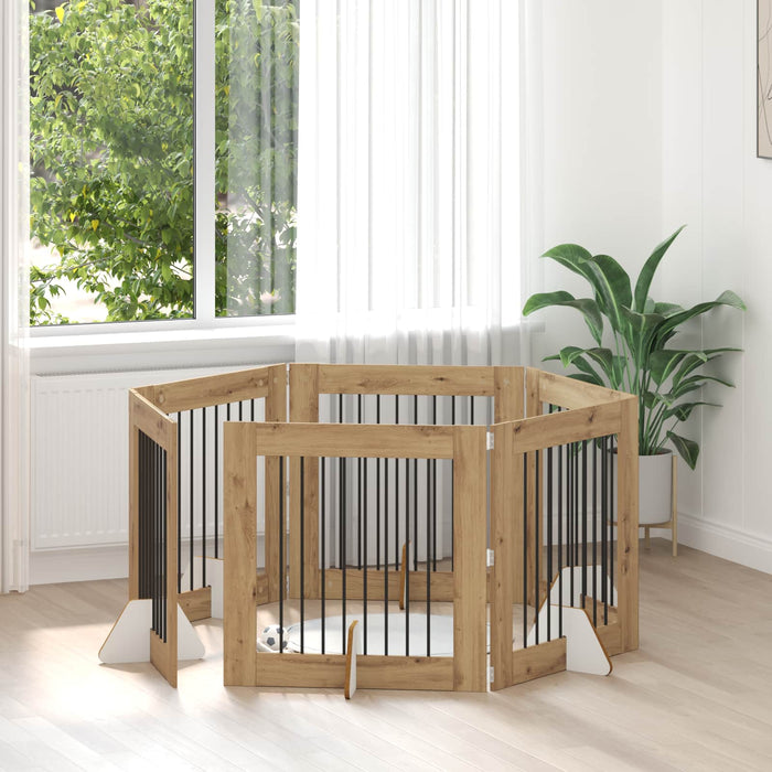 Poartă pentru câini cu suporturi 6 pcs Stejar Artizanal WALTI