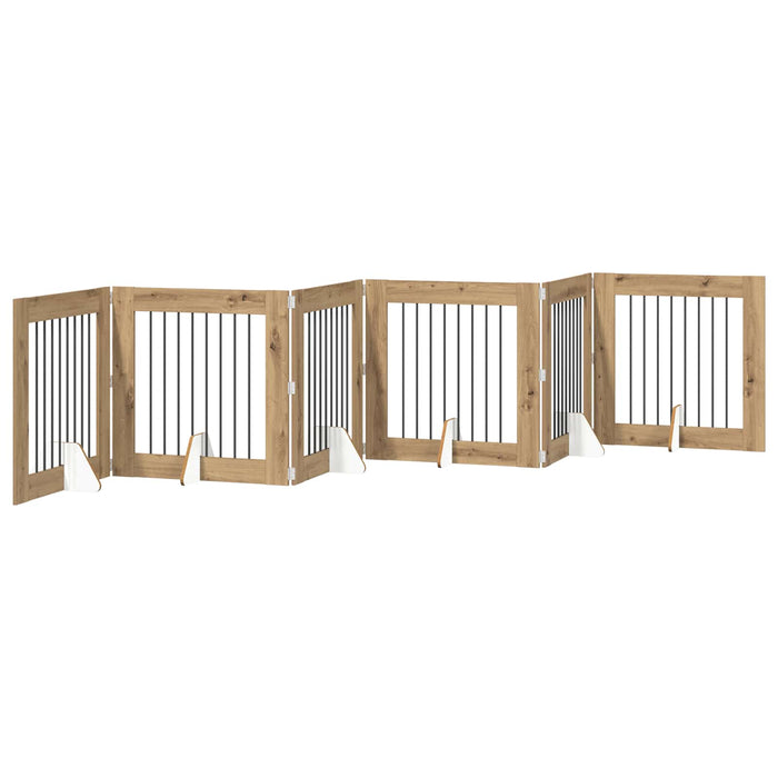 Poartă pentru câini cu suporturi 6 pcs Stejar Artizanal WALTI