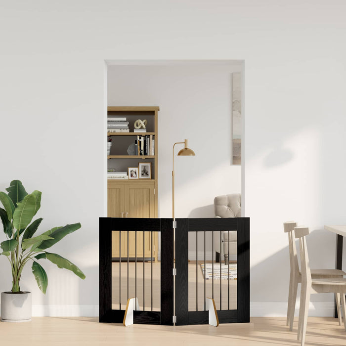 Poartă pentru câini cu suporturi 2 pcs Stejar Negru 60 x 80 cm - WALTI WALTI