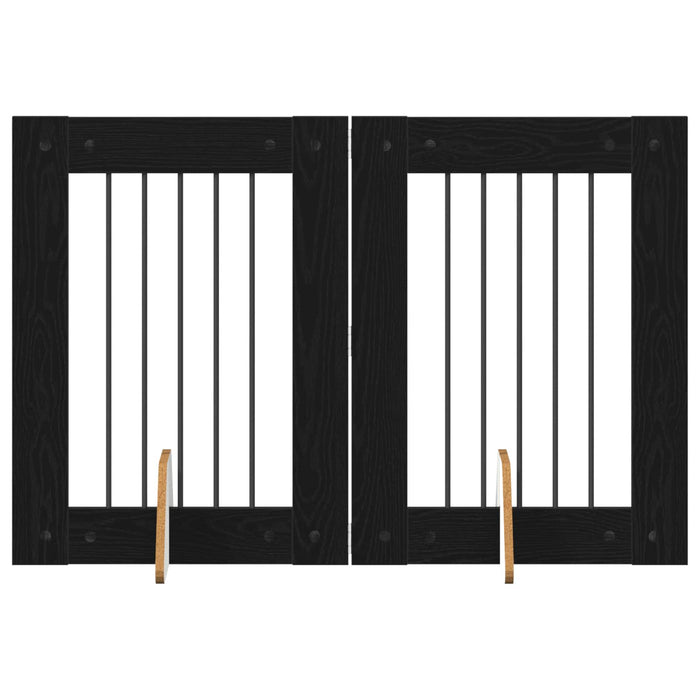 Poartă pentru câini cu suporturi 2 pcs Stejar Negru 60 x 80 cm - WALTI WALTI