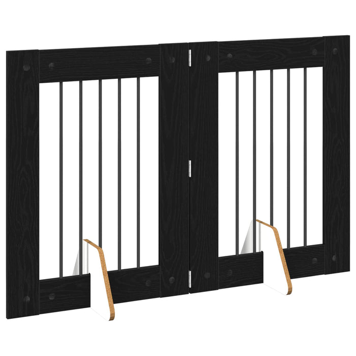 Poartă pentru câini cu suporturi 2 pcs Stejar Negru 60 x 80 cm - WALTI WALTI