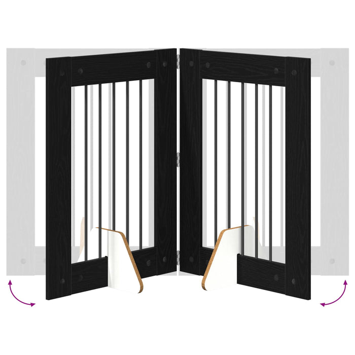 Poartă pentru câini cu suporturi 2 pcs Stejar Negru 60 x 80 cm - WALTI WALTI