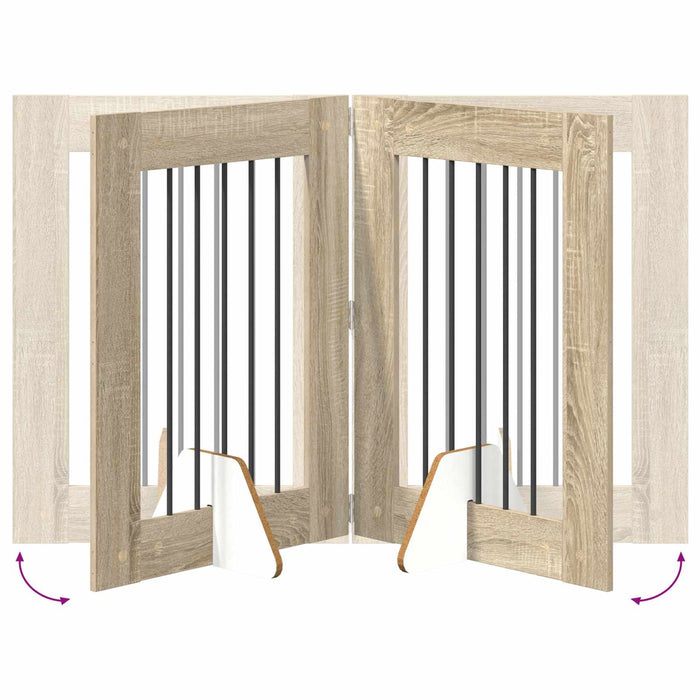 Poartă pentru câini cu suporturi 2 pcs Stejar Sonoma 60 x 80 cm - WALTI WALTI