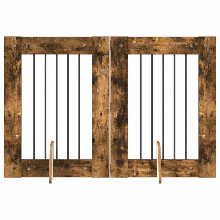Poartă pentru câini cu suporturi 2 pcs Stejar fumuriu WALTI