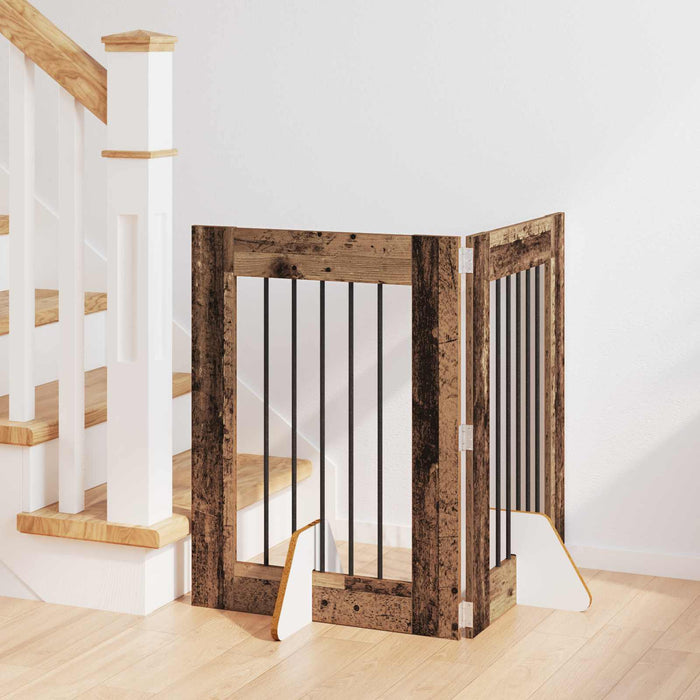 Poartă pentru câini cu suporturi 2 pcs Lemn vechi 60 x 80 cm WALTI