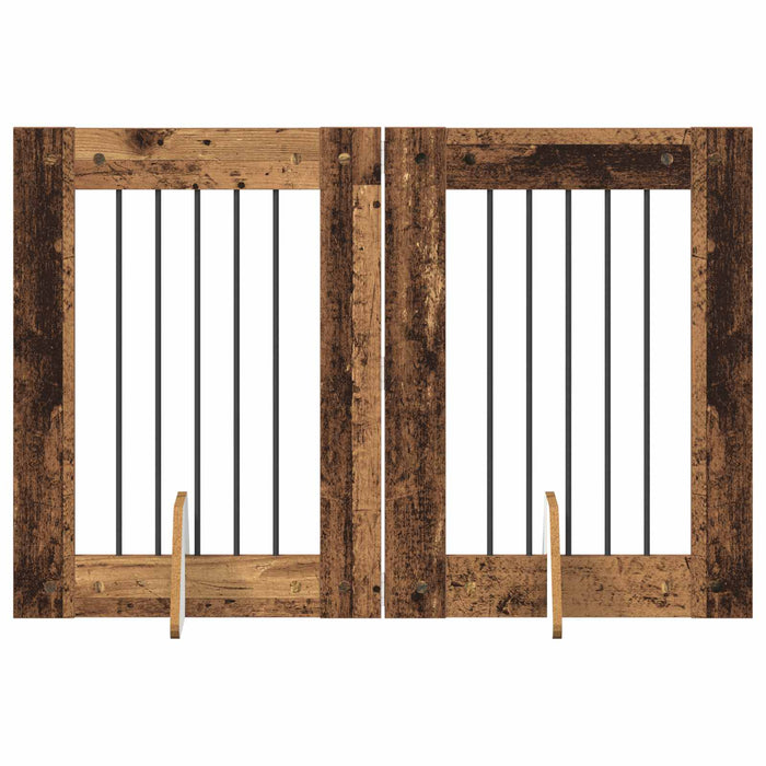 Poartă pentru câini cu suporturi 2 pcs Lemn vechi 60 x 80 cm WALTI