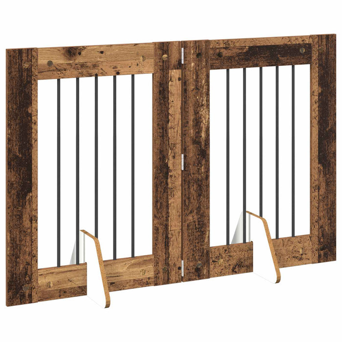 Poartă pentru câini cu suporturi 2 pcs Lemn vechi 60 x 80 cm WALTI