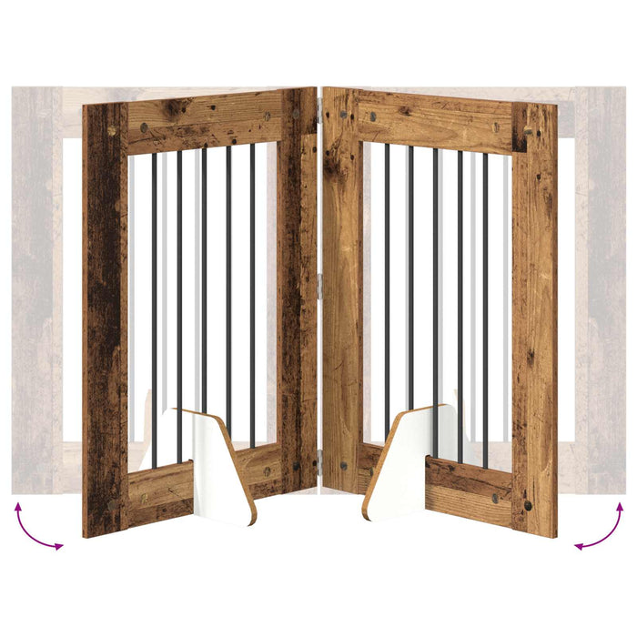 Poartă pentru câini cu suporturi 2 pcs Lemn vechi 60 x 80 cm WALTI