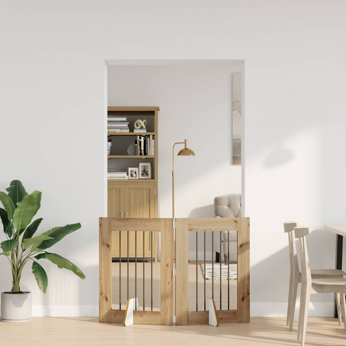 Poartă pentru câini cu suporturi 2 pcs Stejar Artizanal - WALTI WALTI