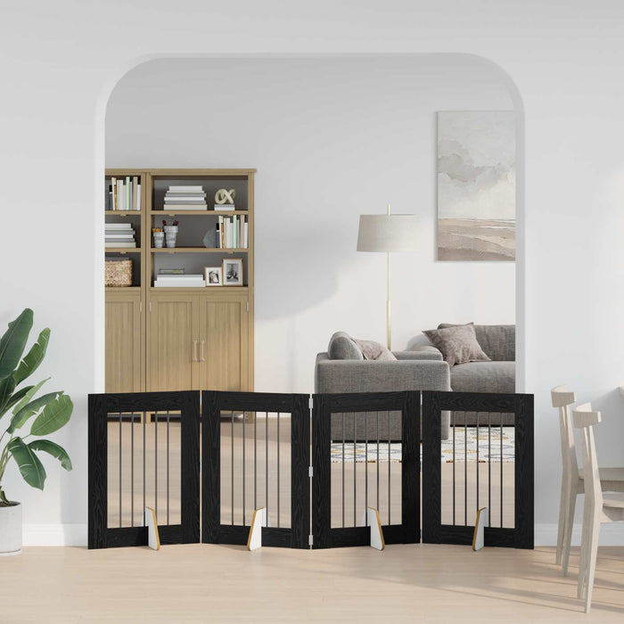 Poartă pentru câini cu suporturi 4 pcs Stejar Negru 60 x 80 cm WALTI