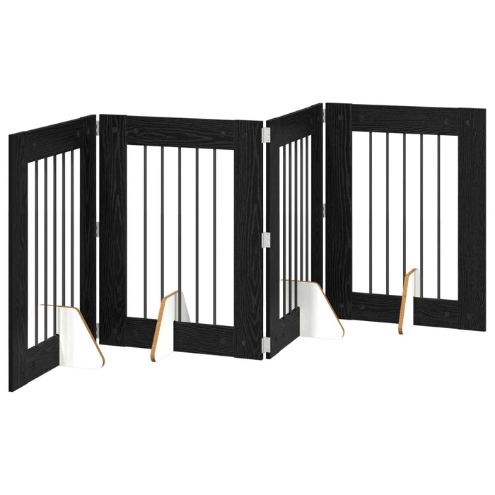 Poartă pentru câini cu suporturi 4 pcs Stejar Negru 60 x 80 cm WALTI