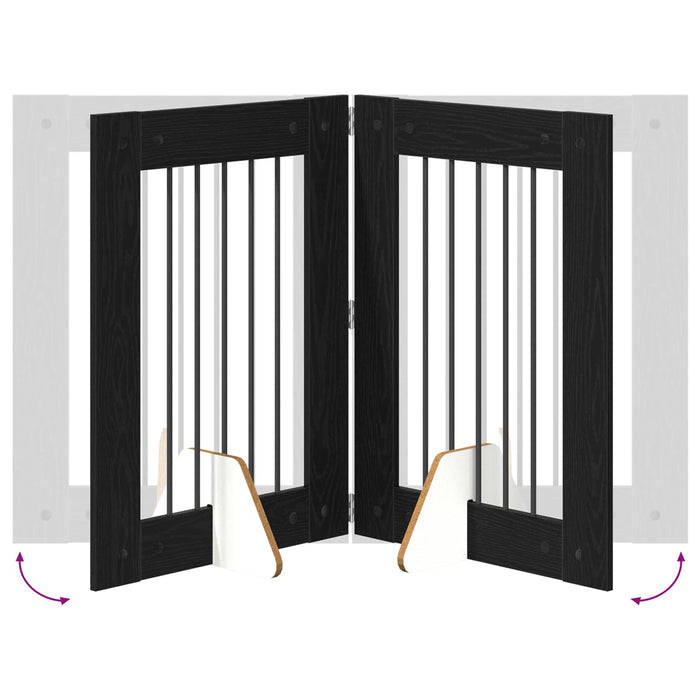 Poartă pentru câini cu suporturi 4 pcs Stejar Negru 60 x 80 cm WALTI