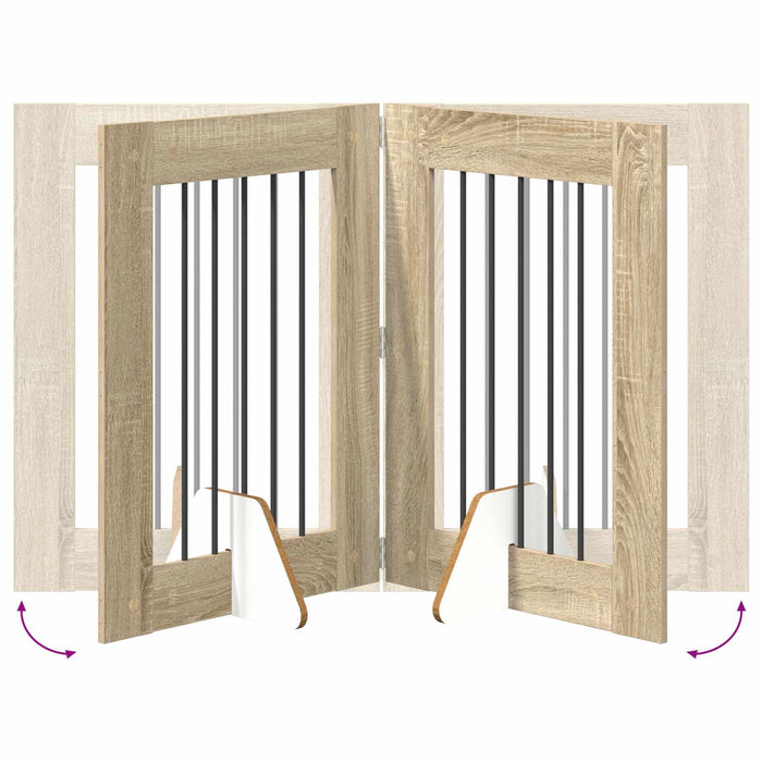 Poartă pentru câini cu suporturi 4 pcs Stejar Sonoma 60 x 80 cm WALTI