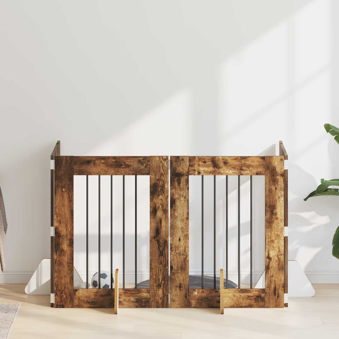 Poartă pentru câini cu suporturi 4 pcs Stejar fumuriu WALTI