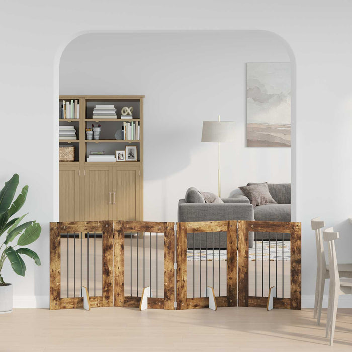 Poartă pentru câini cu suporturi 4 pcs Stejar fumuriu WALTI