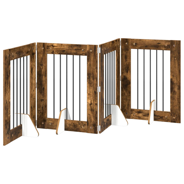 Poartă pentru câini cu suporturi 4 pcs Stejar fumuriu WALTI