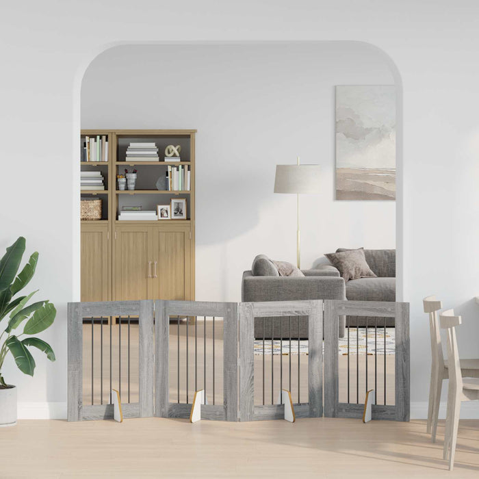 Poartă pentru câini cu suporturi 4 pcs Sonoma gri 60 x 80 cm WALTI