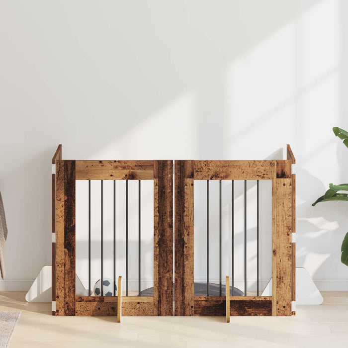 Poartă pentru câini cu suporturi 4 pcs Lemn vechi 60 x 80 cm - WALTI WALTI