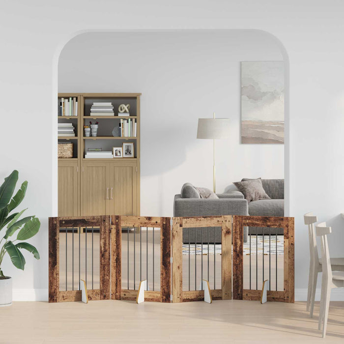 Poartă pentru câini cu suporturi 4 pcs Lemn vechi 60 x 80 cm - WALTI WALTI
