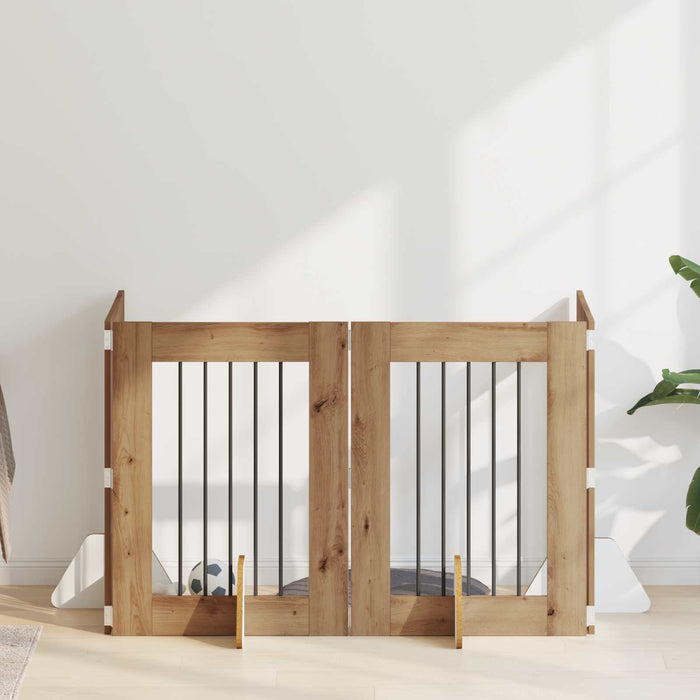 Poartă pentru câini cu suporturi 4 pcs Stejar Artizanal - WALTI WALTI