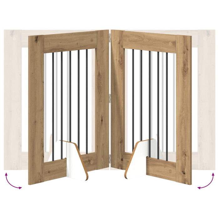 Poartă pentru câini cu suporturi 4 pcs Stejar Artizanal - WALTI WALTI