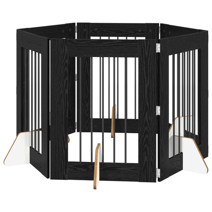 Poartă pentru câini cu suporturi 6 pcs Stejar Negru 60 x 80 cm WALTI
