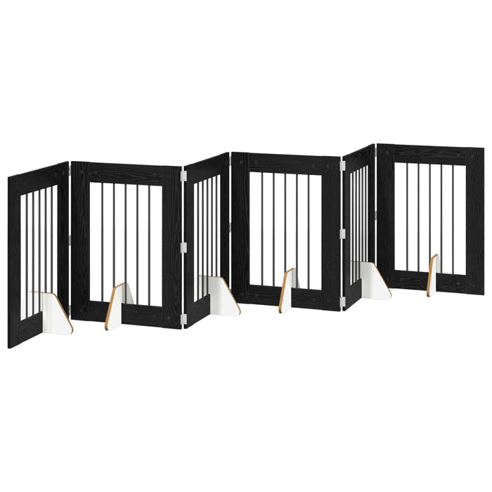 Poartă pentru câini cu suporturi 6 pcs Stejar Negru 60 x 80 cm WALTI