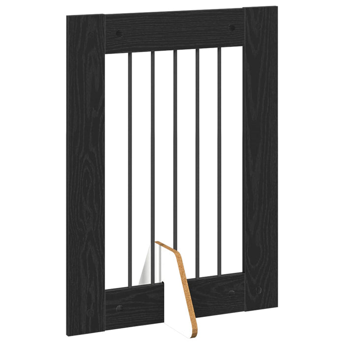 Poartă pentru câini cu suporturi 6 pcs Stejar Negru 60 x 80 cm WALTI