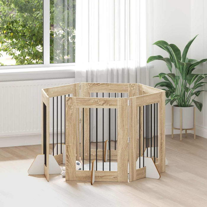 Poartă pentru câini cu suporturi 6 pcs Stejar Sonoma 60 x 80 cm WALTI