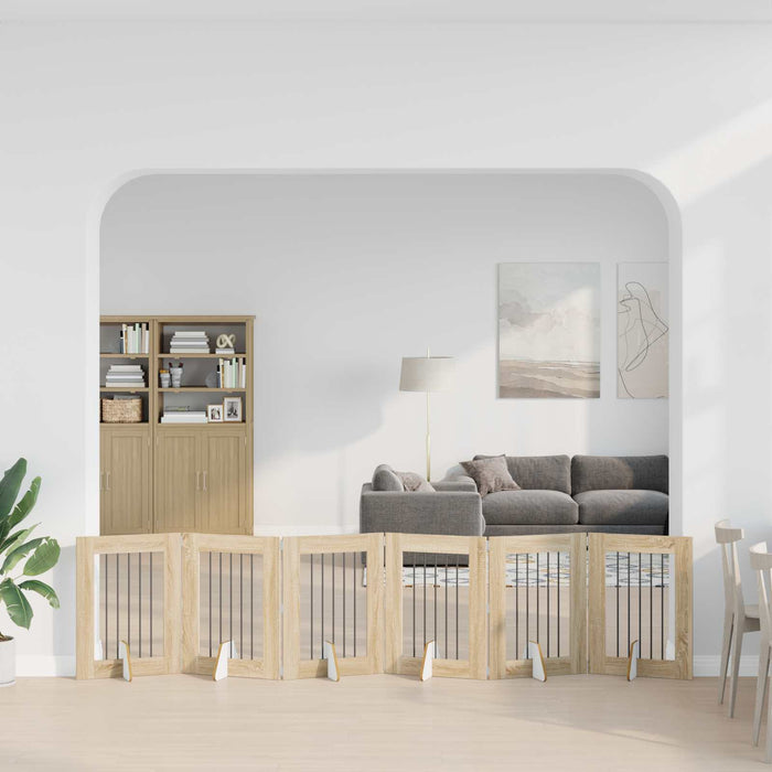 Poartă pentru câini cu suporturi 6 pcs Stejar Sonoma 60 x 80 cm WALTI