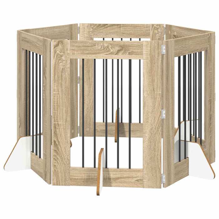Poartă pentru câini cu suporturi 6 pcs Stejar Sonoma 60 x 80 cm WALTI