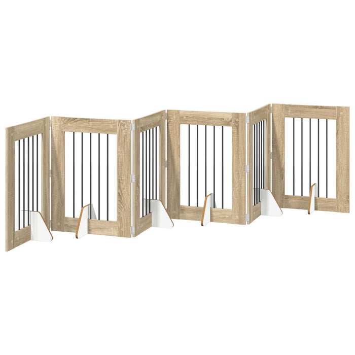 Poartă pentru câini cu suporturi 6 pcs Stejar Sonoma 60 x 80 cm WALTI