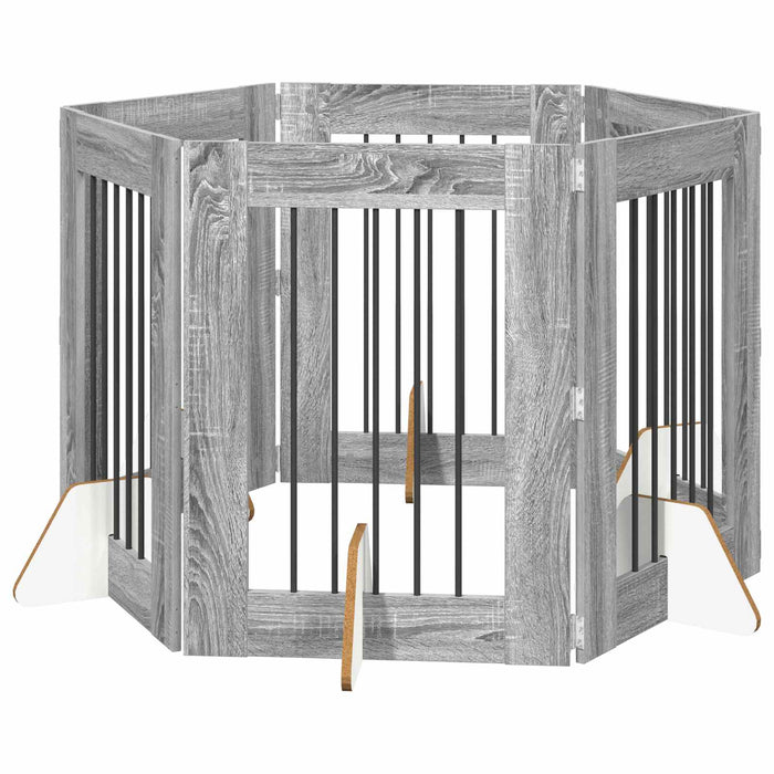 Poartă pentru câini cu suporturi 6 pcs Sonoma gri 60 x 80 cm WALTI