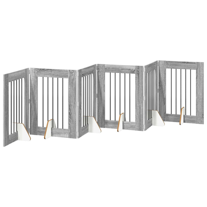 Poartă pentru câini cu suporturi 6 pcs Sonoma gri 60 x 80 cm WALTI