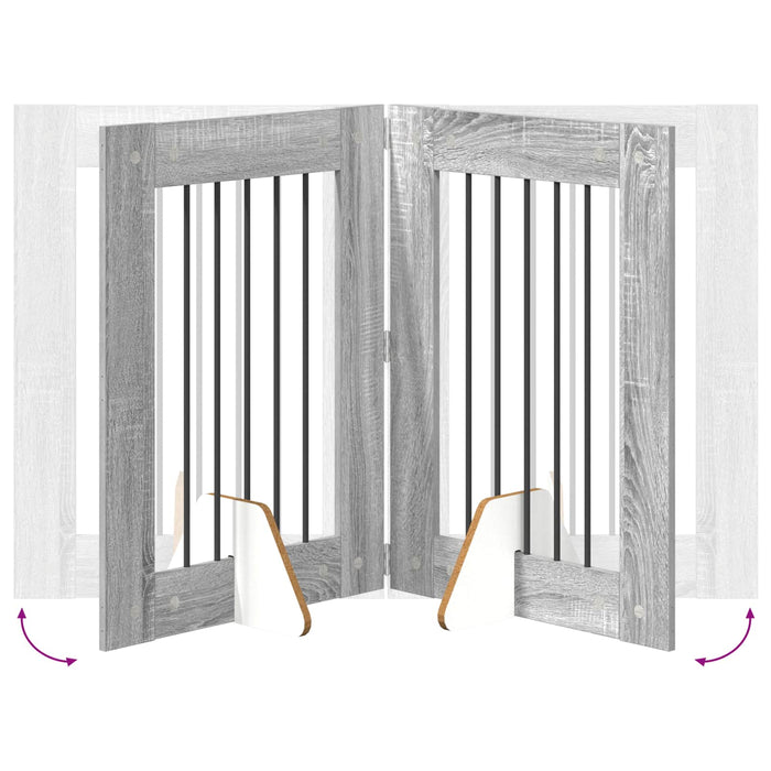 Poartă pentru câini cu suporturi 6 pcs Sonoma gri 60 x 80 cm WALTI