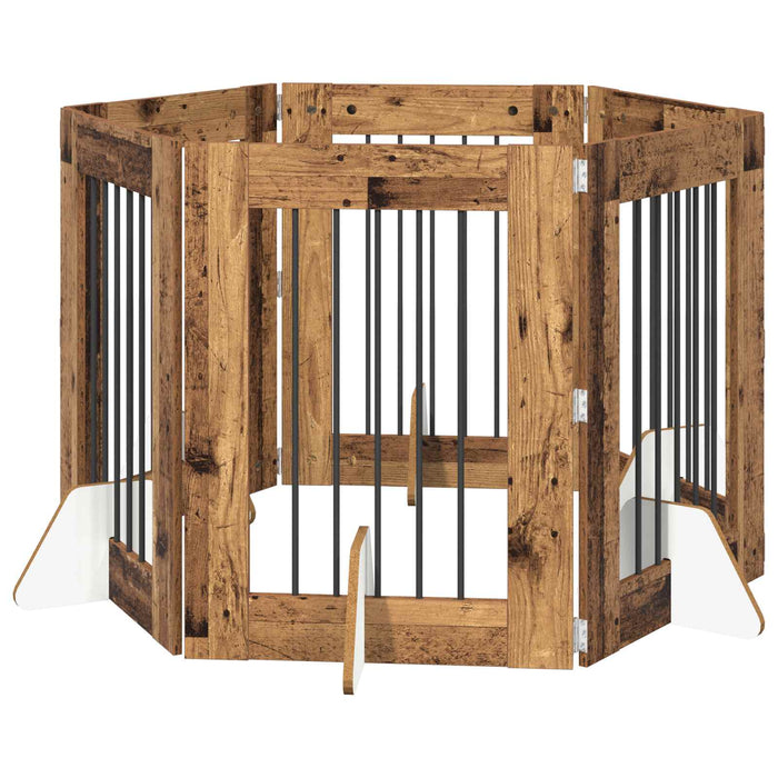 Poartă pentru câini cu suporturi 6 pcs Lemn vechi 60 x 80 cm WALTI