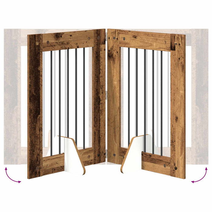 Poartă pentru câini cu suporturi 6 pcs Lemn vechi 60 x 80 cm WALTI