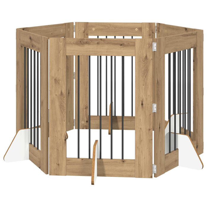 Poartă pentru câini cu suporturi 6 pcs Stejar Artizanal - WALTI WALTI