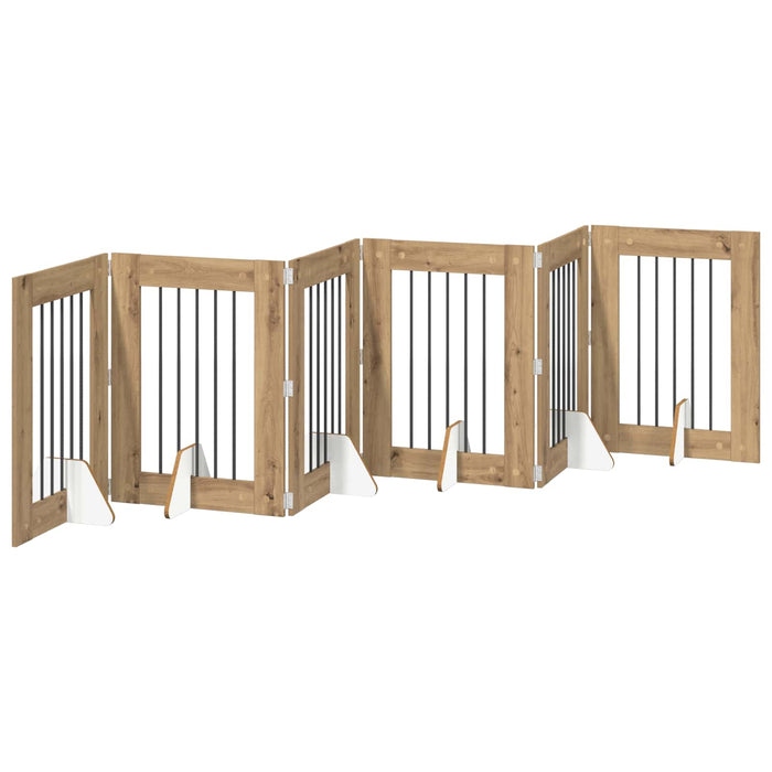 Poartă pentru câini cu suporturi 6 pcs Stejar Artizanal - WALTI WALTI