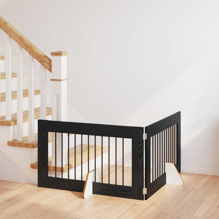 Poartă pentru câini cu suporturi 2 pcs Stejar Negru 100 x 60 cm - WALTI WALTI