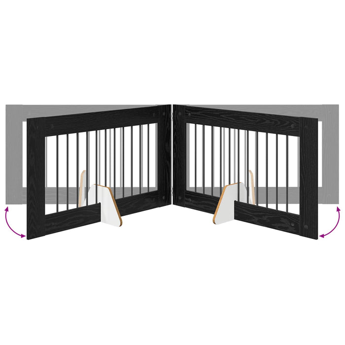 Poartă pentru câini cu suporturi 2 pcs Stejar Negru 100 x 60 cm - WALTI WALTI