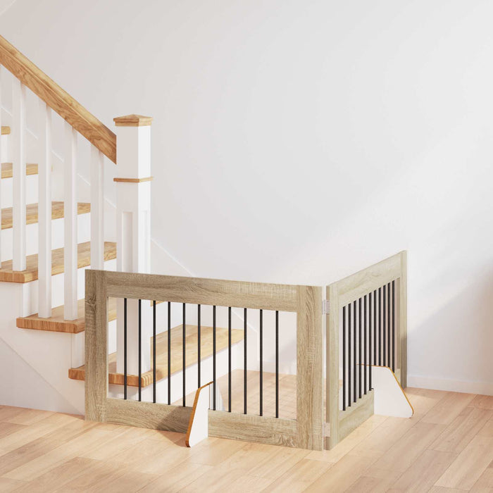 Poartă pentru câini cu suporturi 2 pcs Stejar Sonoma WALTI