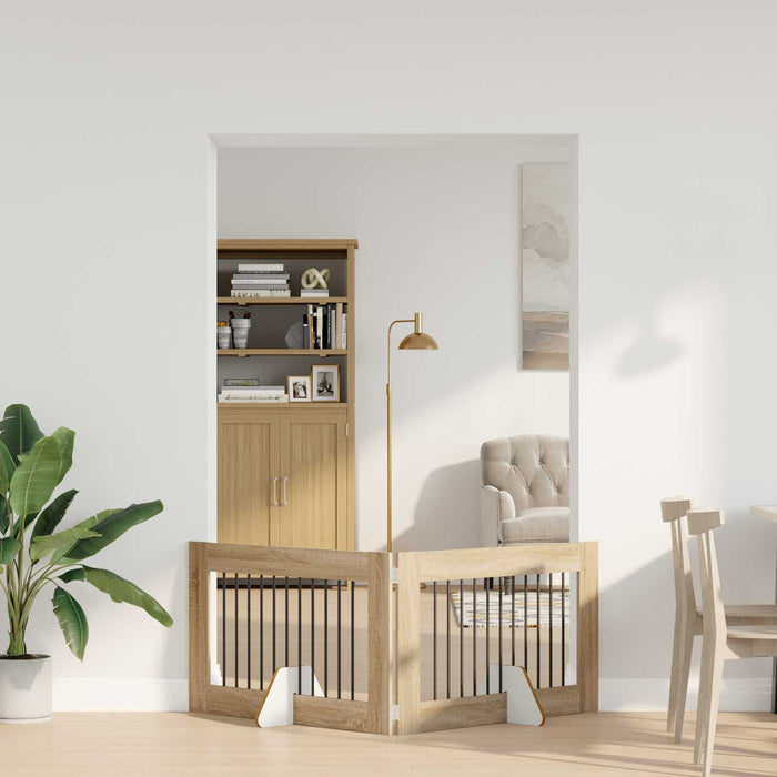 Poartă pentru câini cu suporturi 2 pcs Stejar Sonoma WALTI
